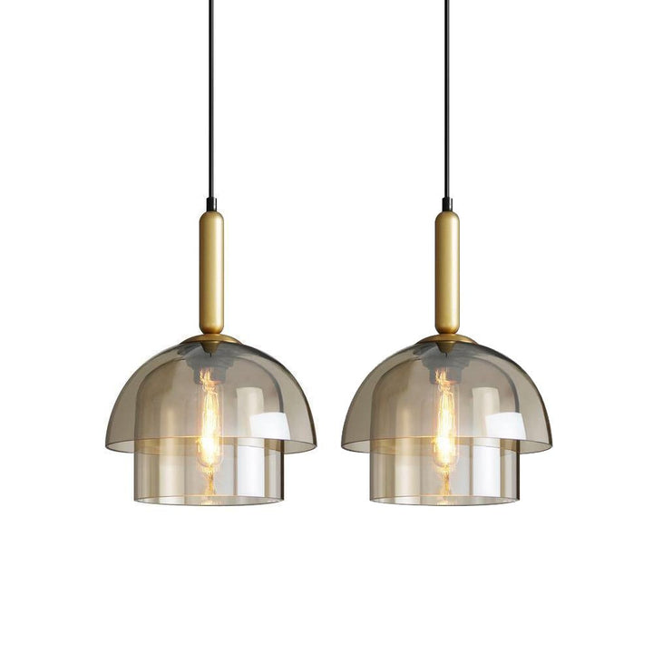 Solara Suspension en Verre Cognac Dôme Laiton Mid-Century - Neutralighting