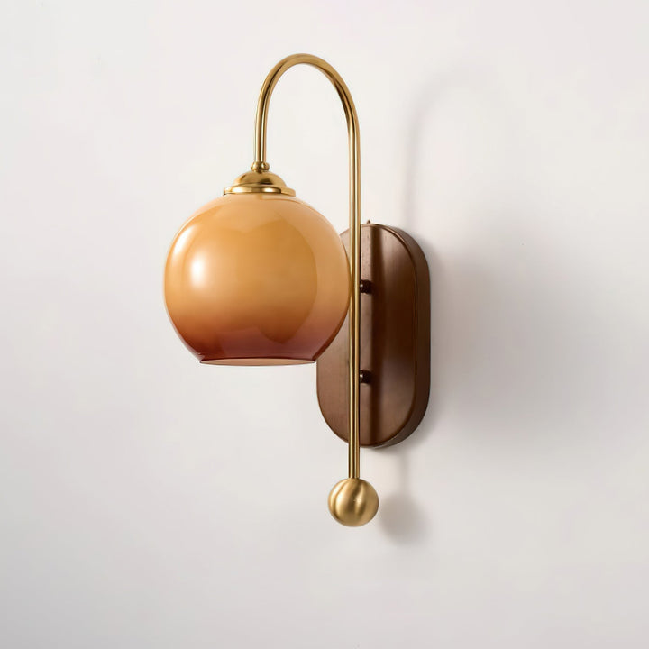Vireoce Applique murale et globe en verre lisse avec plaque arrière en bois - Neutralighting