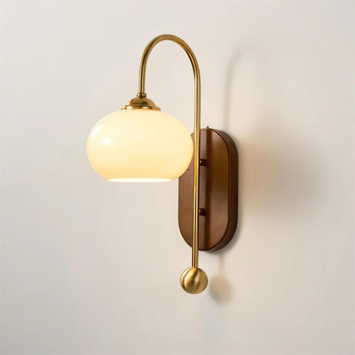 Vireoce Applique murale et globe en verre lisse avec plaque arrière en bois - Neutralighting