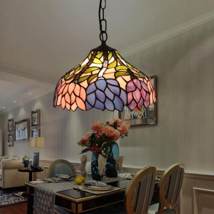 Tiffany Vintage Suspension Fleur Tachée Verre Chambre À Coucher - Neutralighting