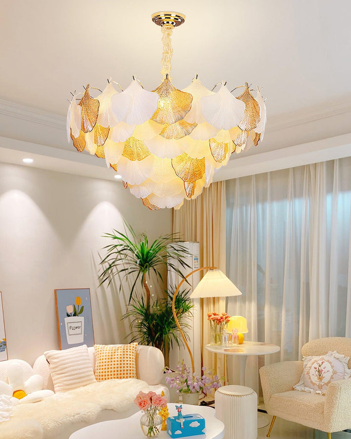 Fionel Lustre Feuilles en Verre Ambre et Blanc - Neutralighting