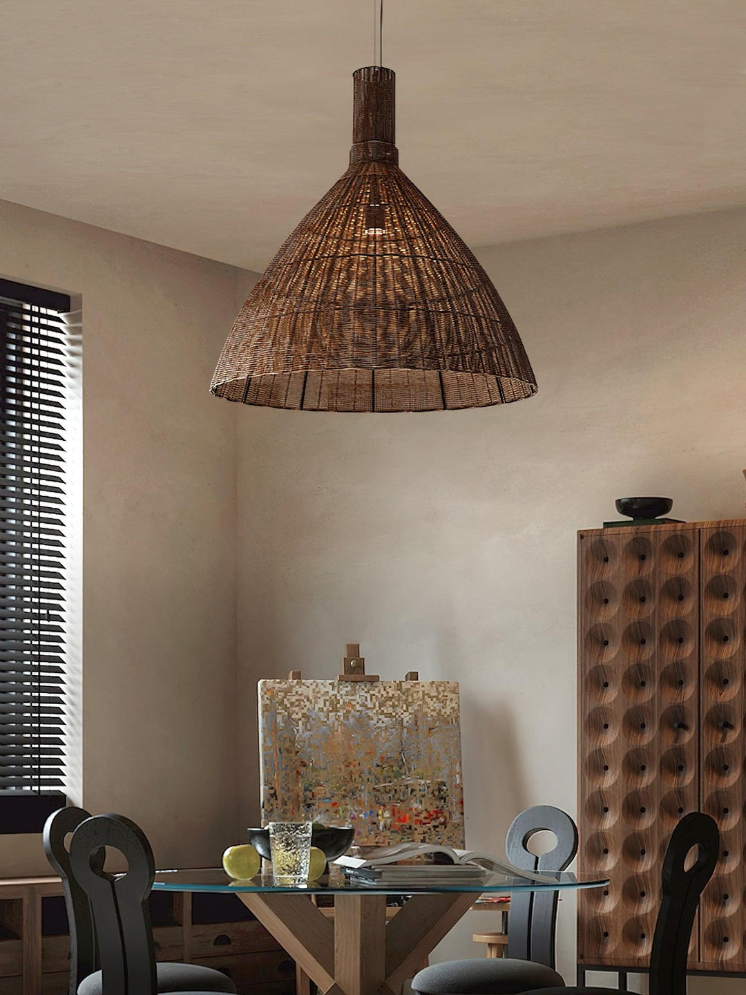 Nytheos Lampe Suspension en Rotin Naturel Artistique - Neutralighting