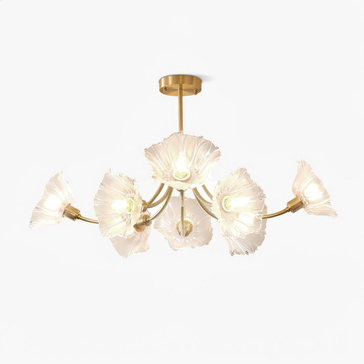 Lustra Chandelier en Verre Fleur avec Finition Laiton - Neutralighting
