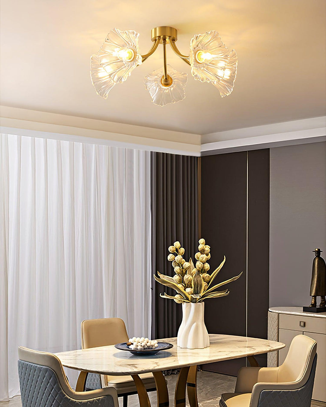 Solara Lumière de Plafond Fleur en Verre Pétale Chic Élégante - Neutralighting