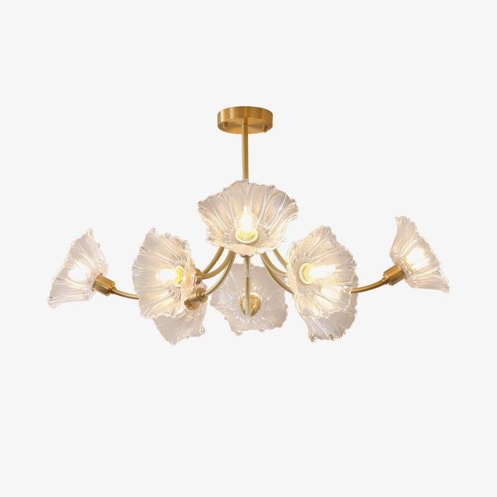 Lustra Chandelier en Verre Fleur avec Finition Laiton - Neutralighting