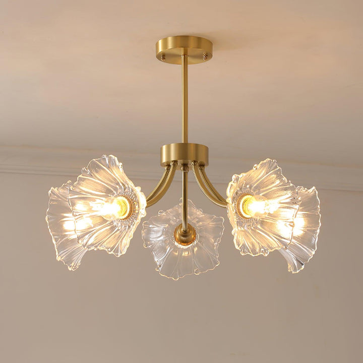Lustra Chandelier en Verre Fleur avec Finition Laiton - Neutralighting