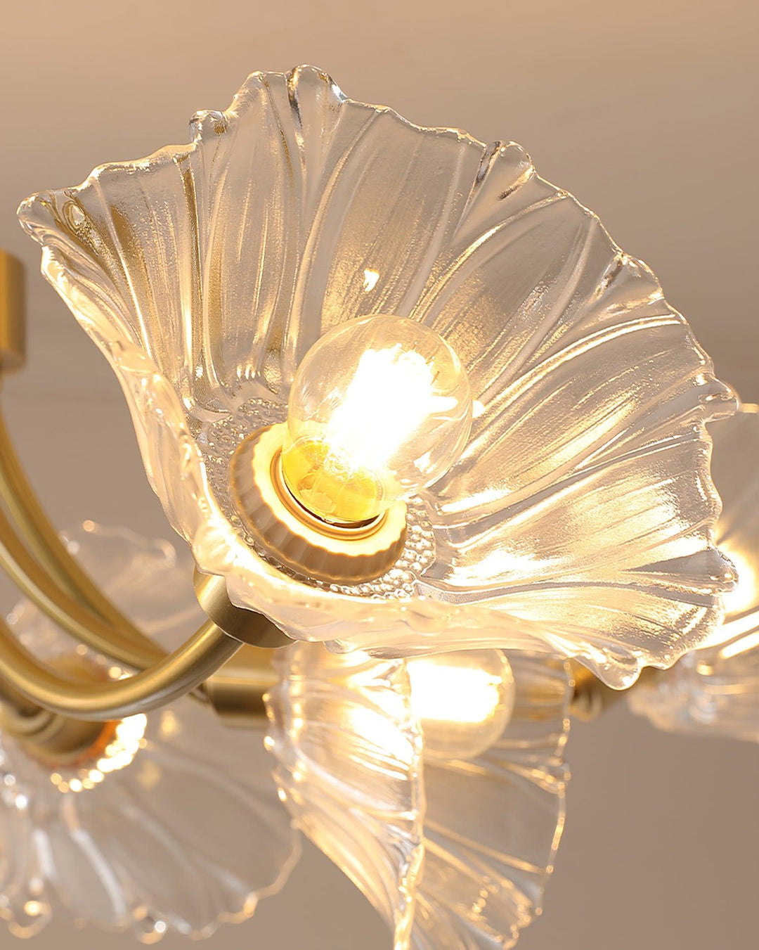 Lustra Chandelier en Verre Fleur avec Finition Laiton - Neutralighting