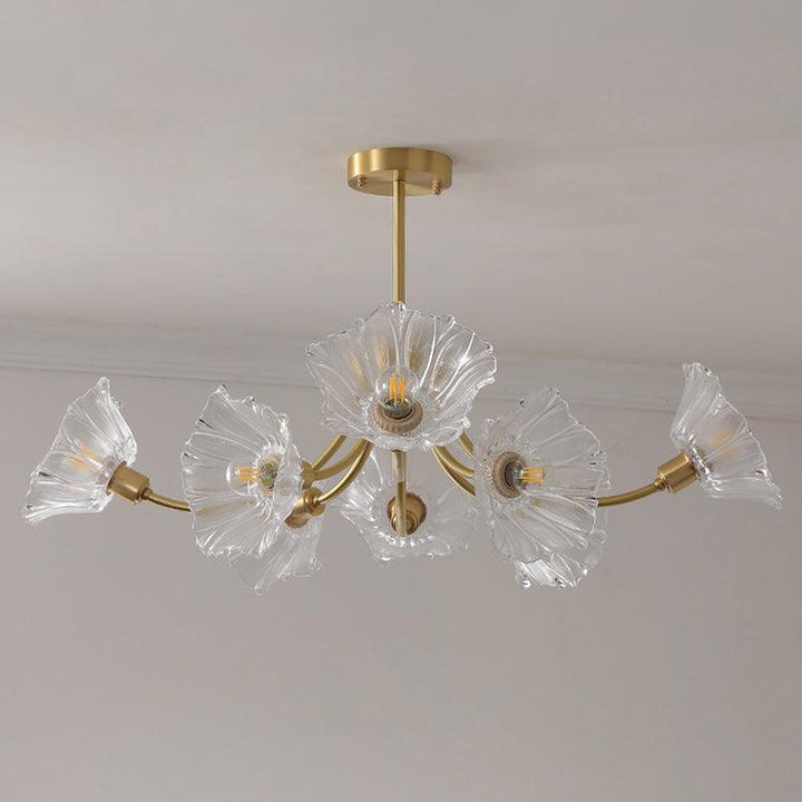 Lustra Chandelier en Verre Fleur avec Finition Laiton - Neutralighting
