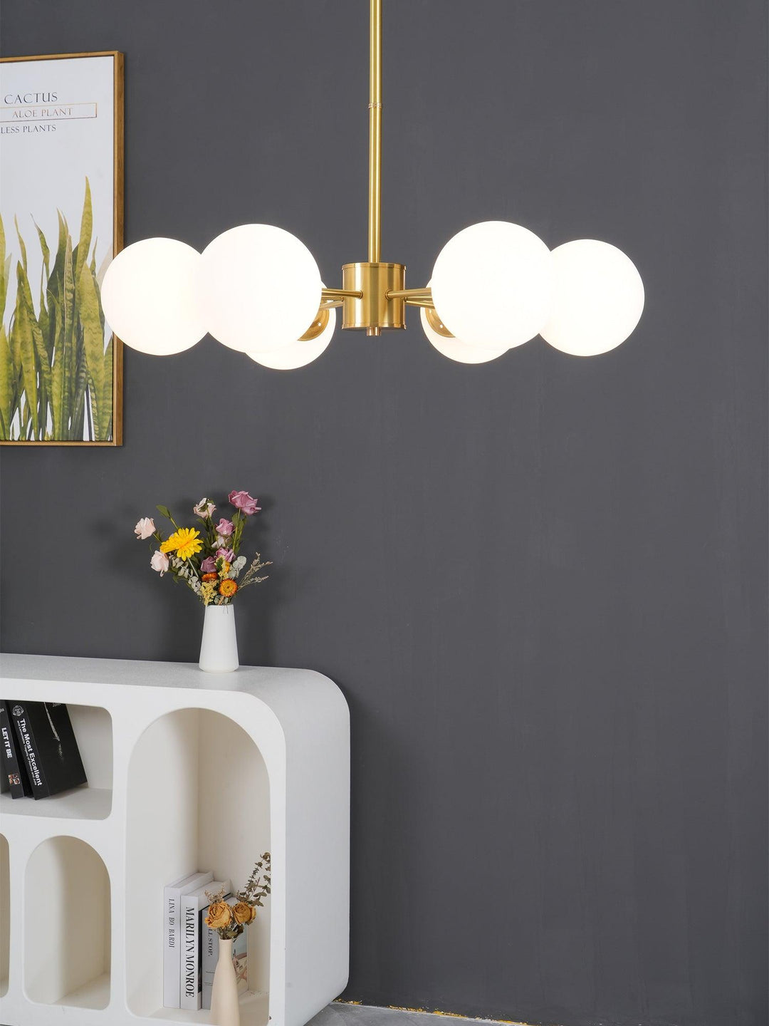 Lustra Chandelier en Laiton Verre Opale - Neutralighting