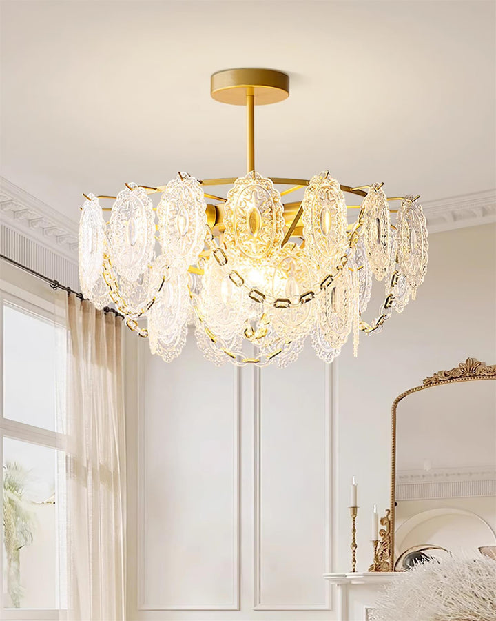 Katia Lustre Cascades de Cristal Verre Or - Neutralighting