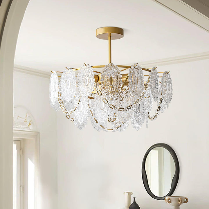 Katia Lustre Cascades de Cristal Verre Or - Neutralighting