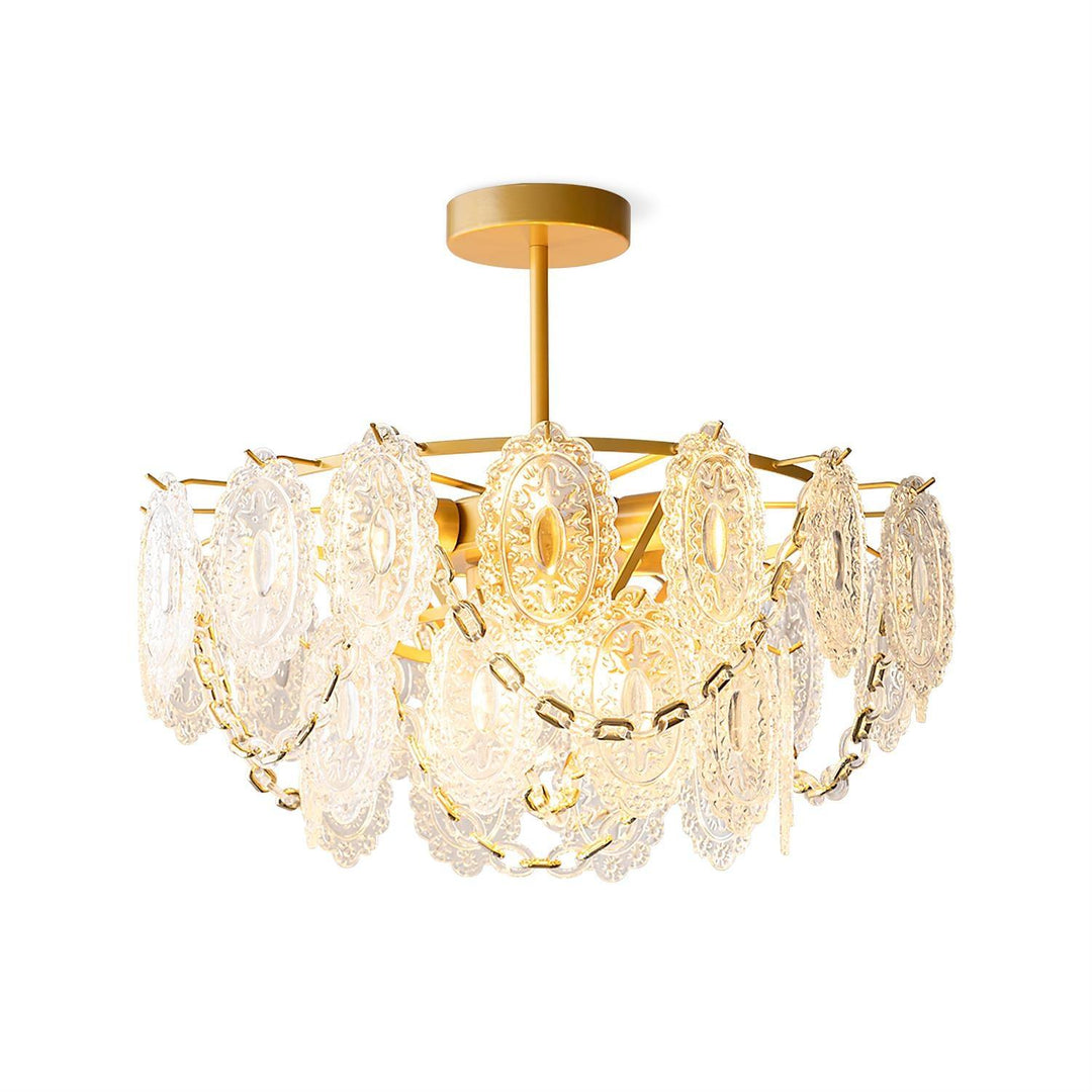 Katia Lustre Cascades de Cristal Verre Or - Neutralighting