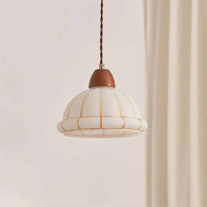 Lampe Suspendue Avec Abat-jour en Verre et Accents en Bois de Noyer Minimaliste - Neutralighting