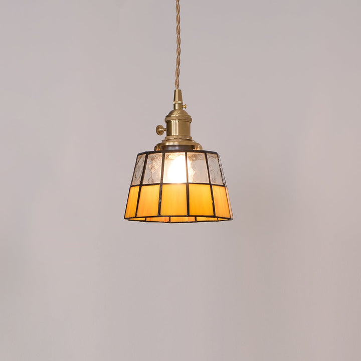 Suspension Coloré Verre Ombre Ancien Modèle Laiton Rétro - Neutralighting