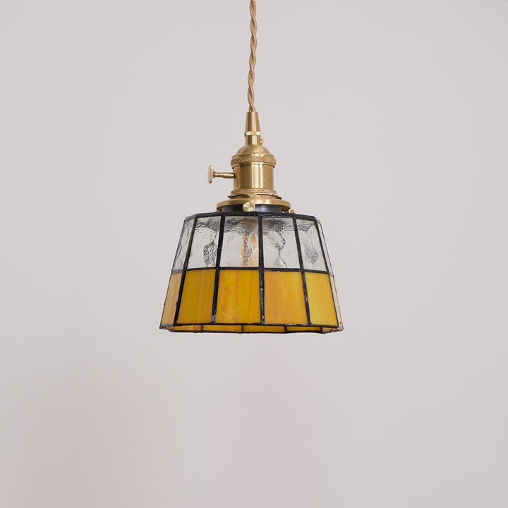 Suspension Coloré Verre Ombre Ancien Modèle Laiton Rétro - Neutralighting