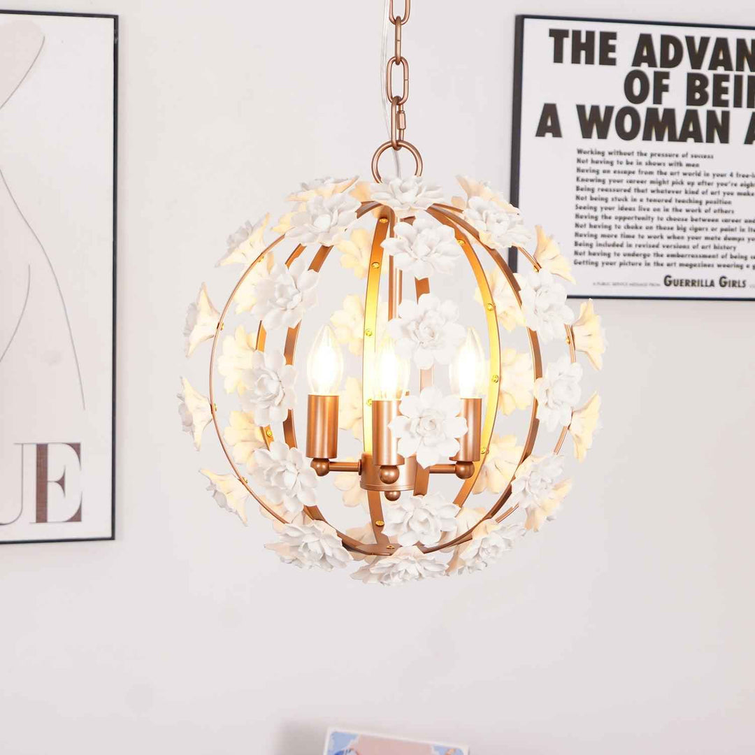 Kelly Lampe Pendante Globe Floral Rustique - Neutralighting