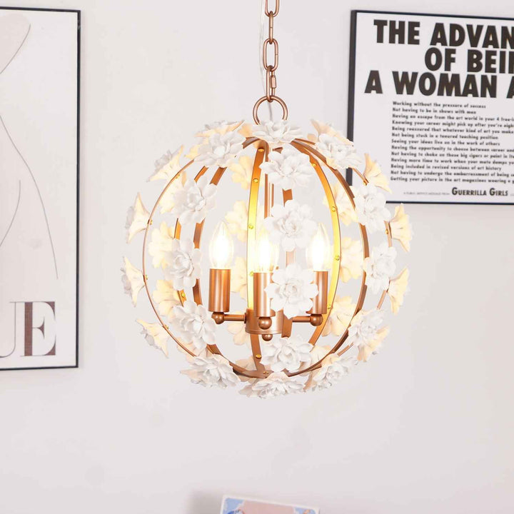 Kelly Lampe Pendante Globe Floral Rustique - Neutralighting