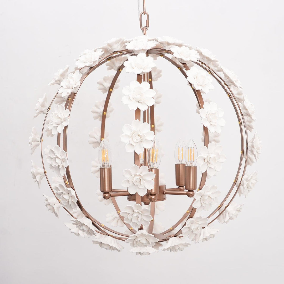 Kelly Lampe Pendante Globe Floral Rustique - Neutralighting