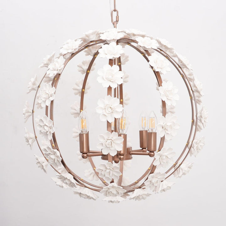 Kelly Lampe Pendante Globe Floral Rustique - Neutralighting