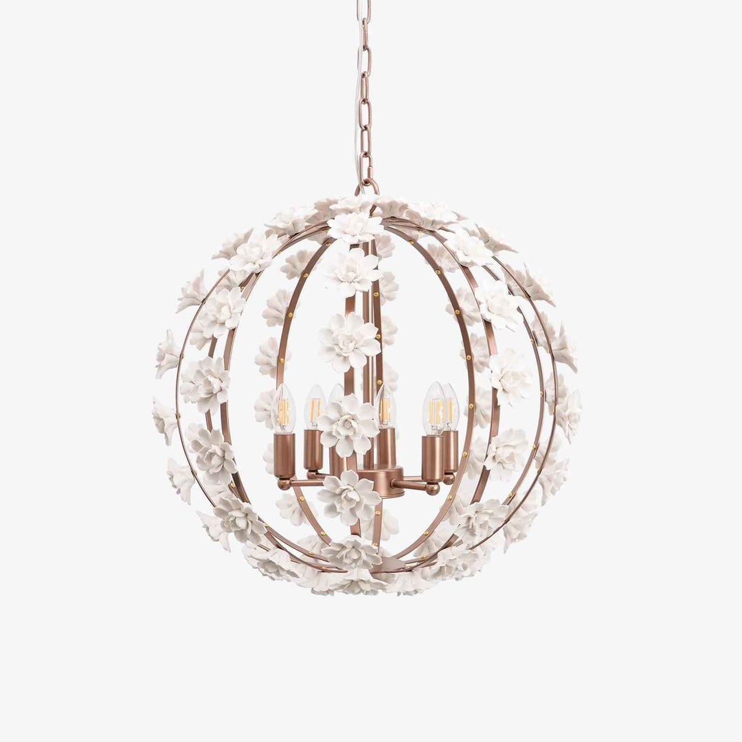 Kelly Lampe Pendante Globe Floral Rustique - Neutralighting