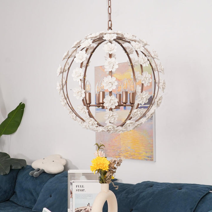 Kelly Lampe Pendante Globe Floral Rustique - Neutralighting