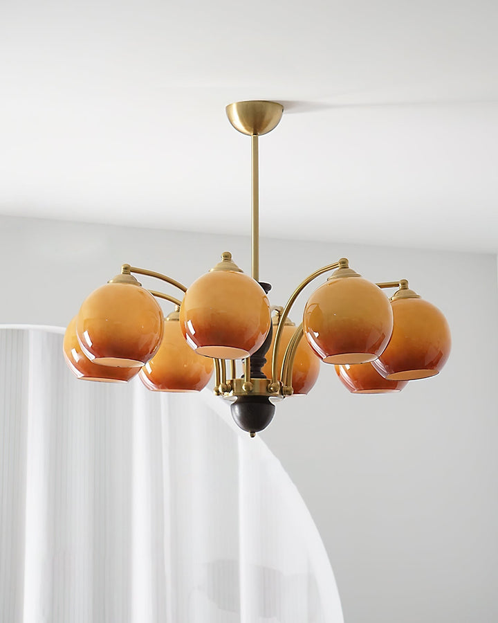 Viora Chandelier Bois Verre Mid-Century - Neutralighting