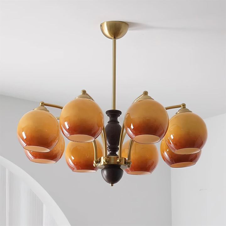 Viora Chandelier Bois Verre Mid-Century - Neutralighting