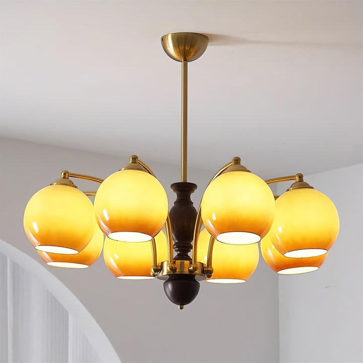 Viora Chandelier Bois Verre Mid-Century - Neutralighting