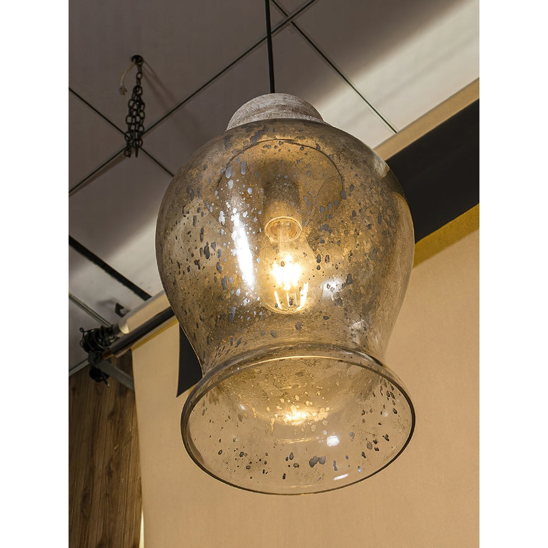 Ilvenel Lampe Pendentive Bois Verre Industriel Vintage - Neutralighting