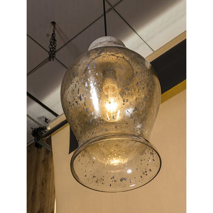 Ilvenel Lampe Pendentive Bois Verre Industriel Vintage - Neutralighting