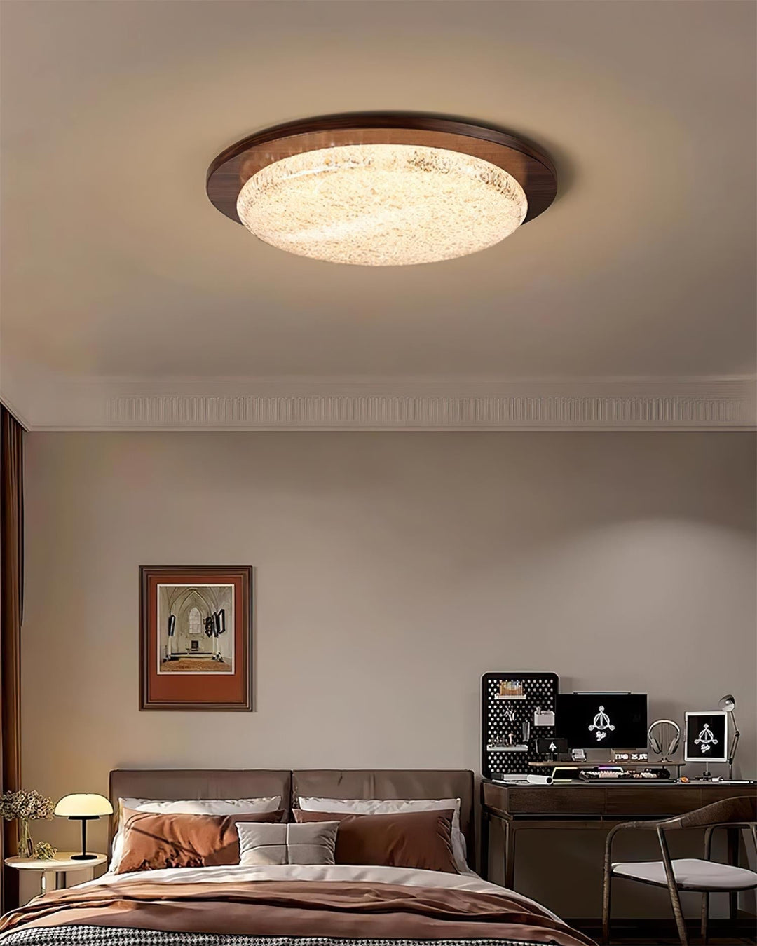 Kidson Plafonnier Résine Texturée Ton Bois LED - Neutralighting