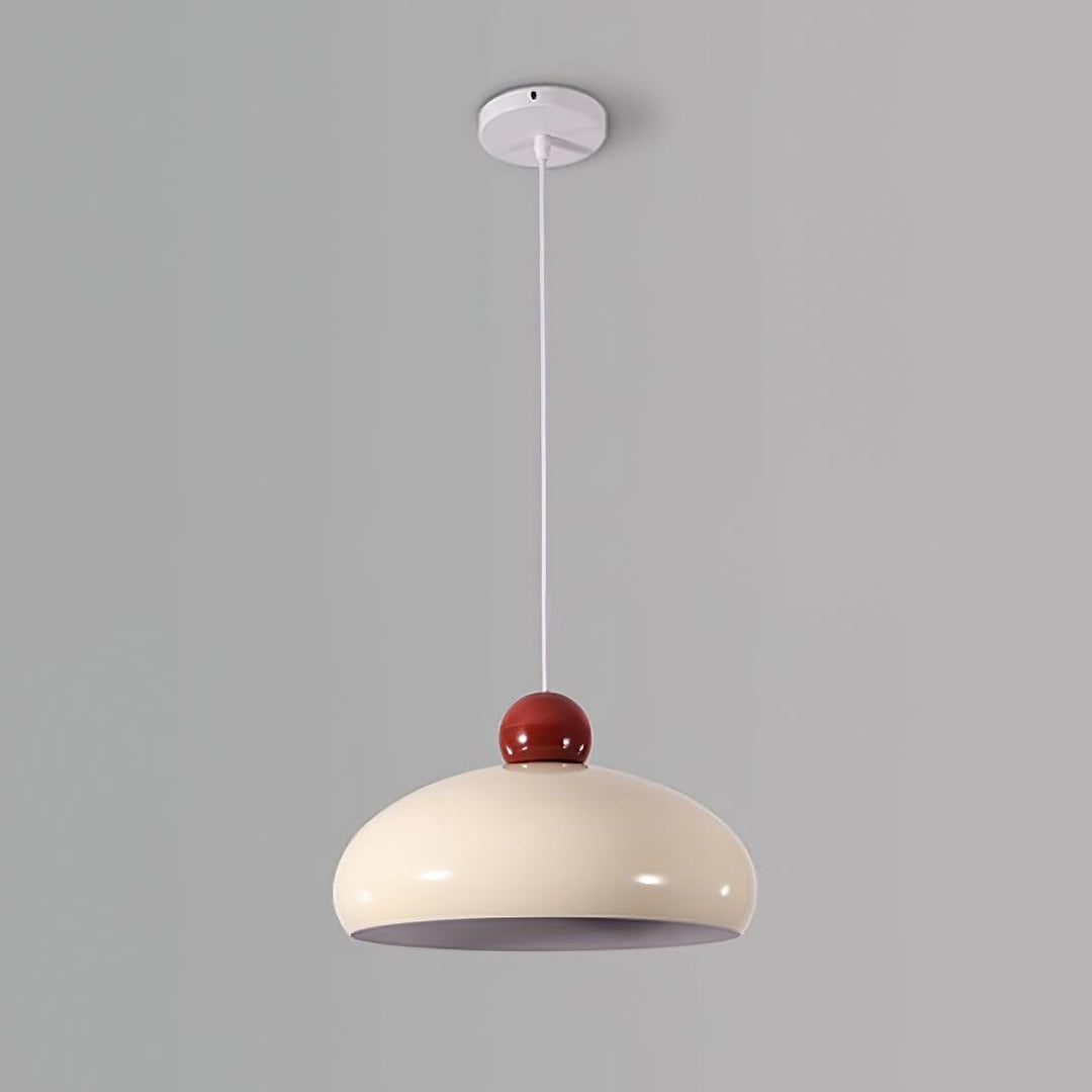 Lampe Pendante Abat-jour Dôme Blanc Accent Rouge Urban Retro - Neutralighting