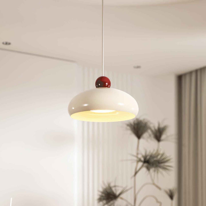 Lampe Pendante Abat-jour Dôme Blanc Accent Rouge Urban Retro - Neutralighting