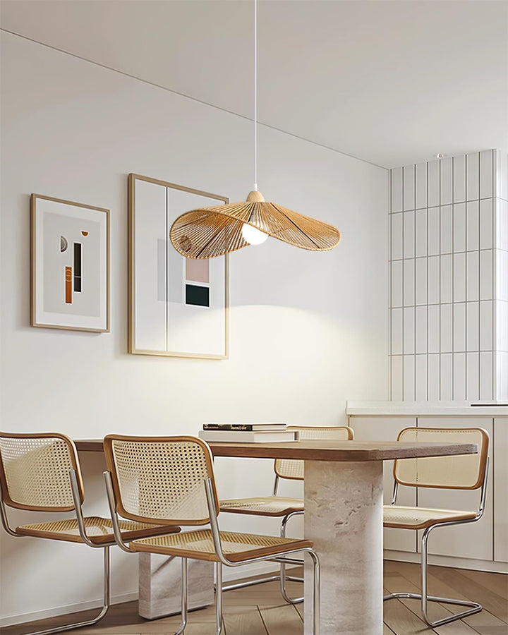 Suspension Tissé Chanvre Ombre Sculptural Naturel Moderne - Neutralighting