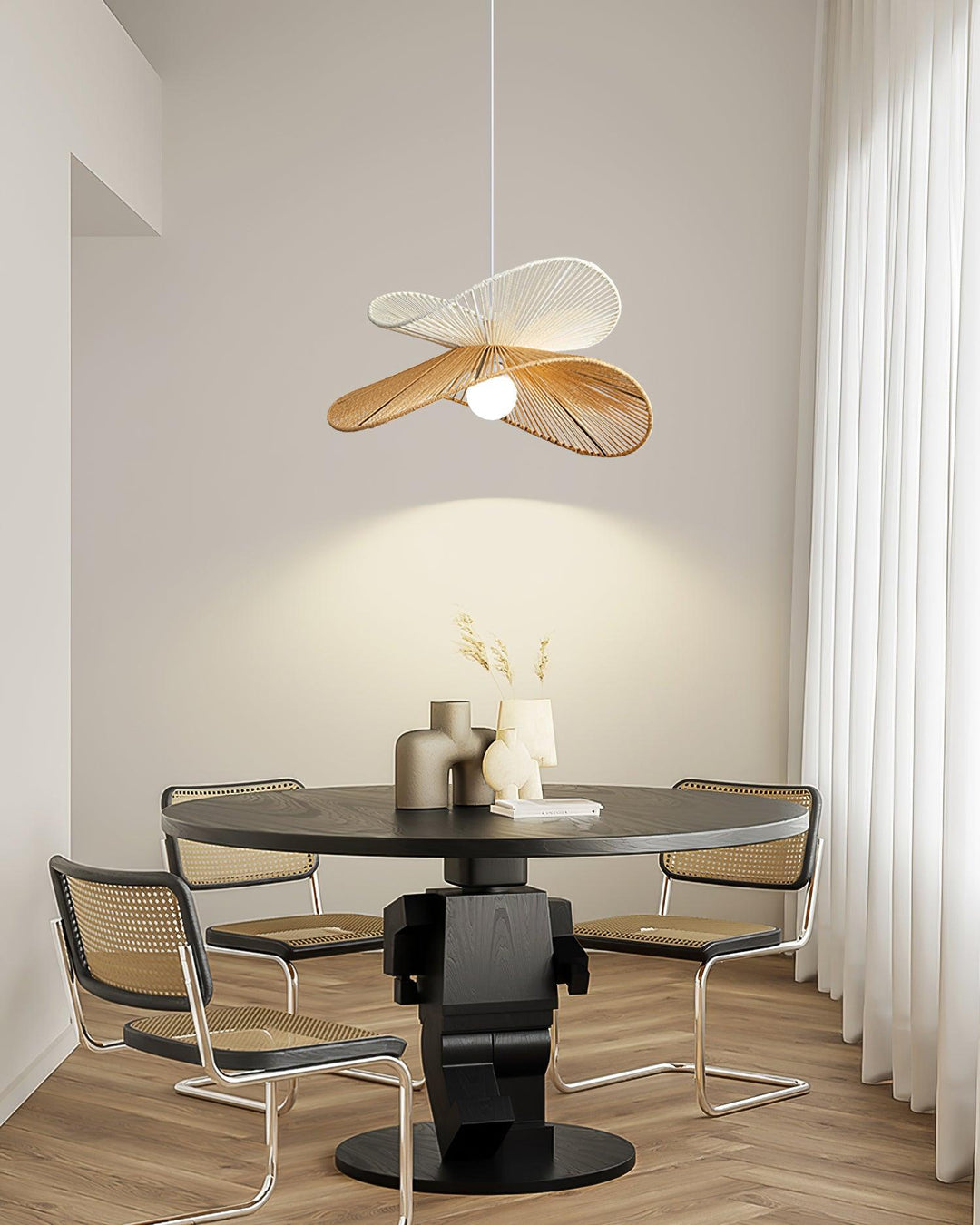 Suspension Tissé Chanvre Ombre Sculptural Naturel Moderne - Neutralighting