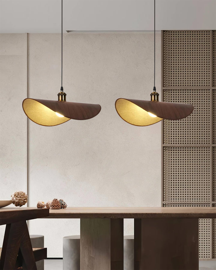 Aira Suspension Lampe Abat-jour en lin Bois Organique Sculptural - Neutralighting