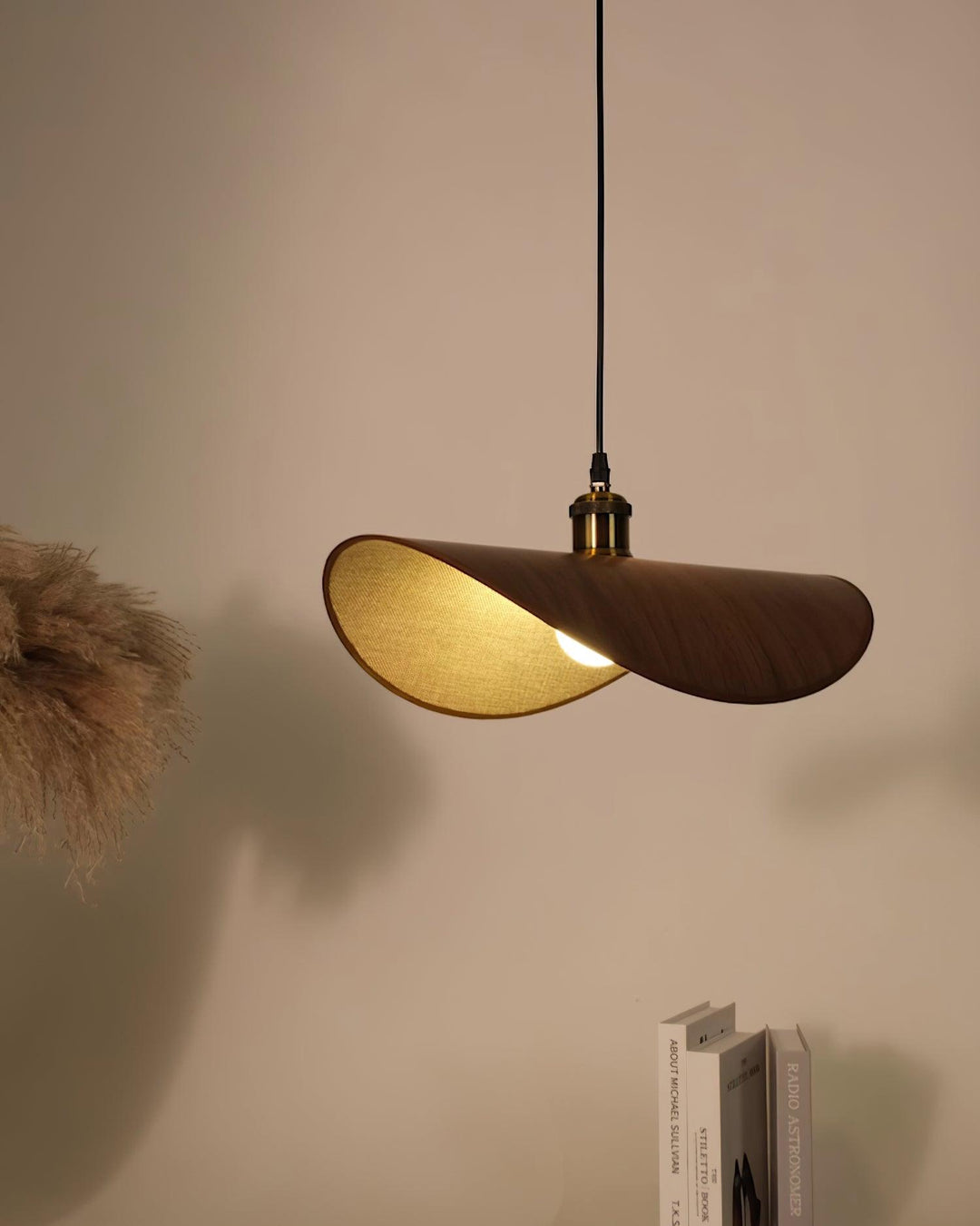 Aira Suspension Lampe Abat-jour en lin Bois Organique Sculptural - Neutralighting