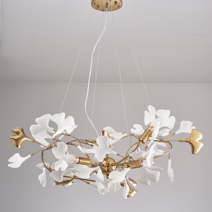 Davor Lustre Suspension Feuille Artistic Design. Métal/Céramique. Blanc. Salon - Neutralighting