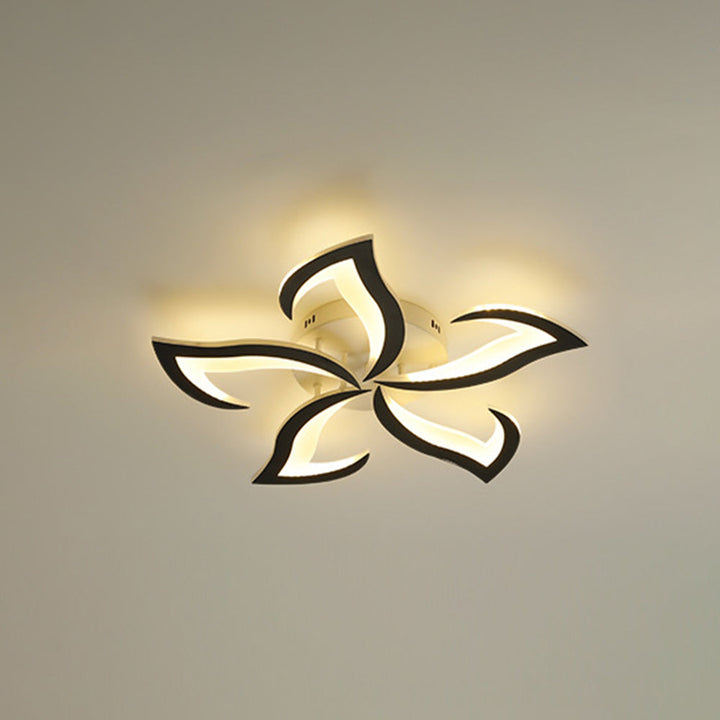 Arisha Plafonnier Fleur Contemporain Métal/Acrylique Noir/Blanc Salon - Neutralighting