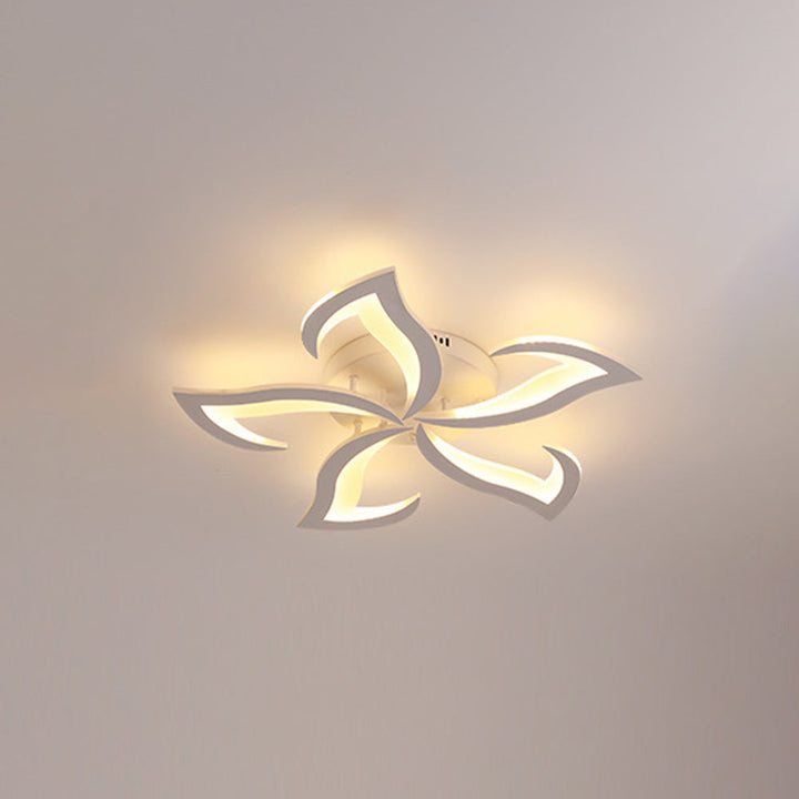 Arisha Plafonnier Fleur Contemporain Métal/Acrylique Noir/Blanc Salon - Neutralighting