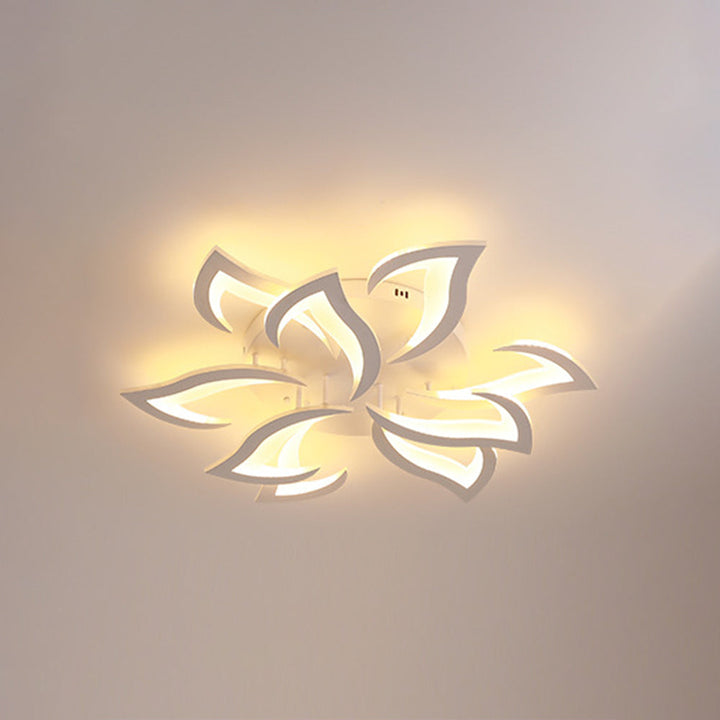 Arisha Plafonnier Fleur Contemporain Métal/Acrylique Noir/Blanc Salon - Neutralighting