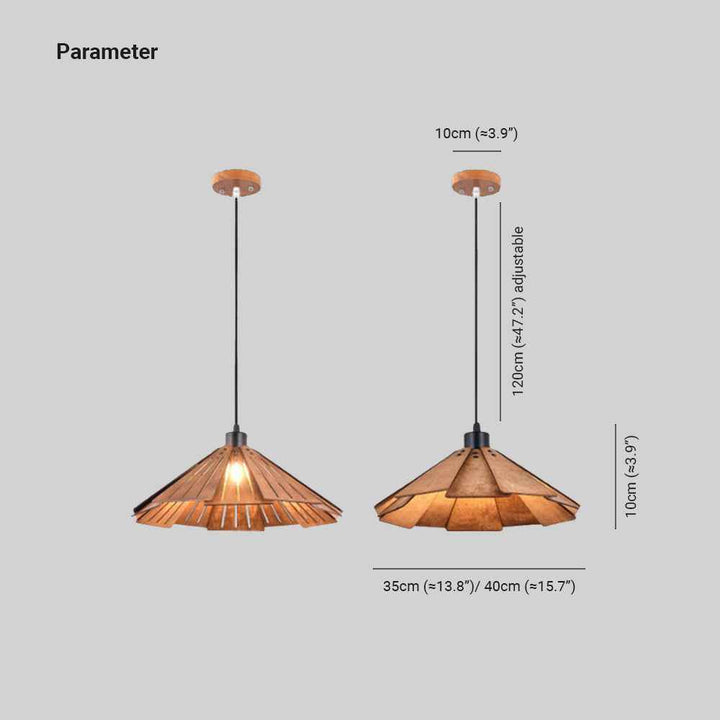 Muto Luminaires Suspension Rétro, Jaune/Brun, Métal &amp; Bois - Neutralighting