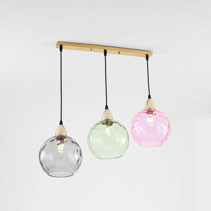 Valentina Suspension Boule Ondulation Nortique Métal/Verre Vert/Gris Salon - Neutralighting