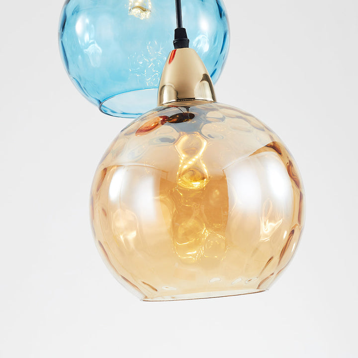 Valentina Suspension Boule Ondulation Nortique Métal/Verre Vert/Gris Salon - Neutralighting