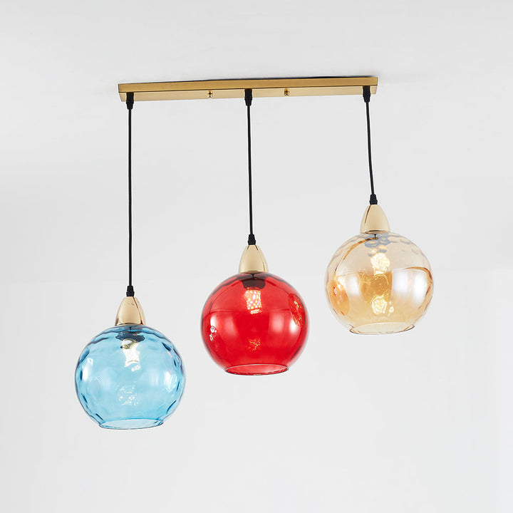 Valentina Suspension Boule Ondulation Nortique Métal/Verre Vert/Gris Salon - Neutralighting