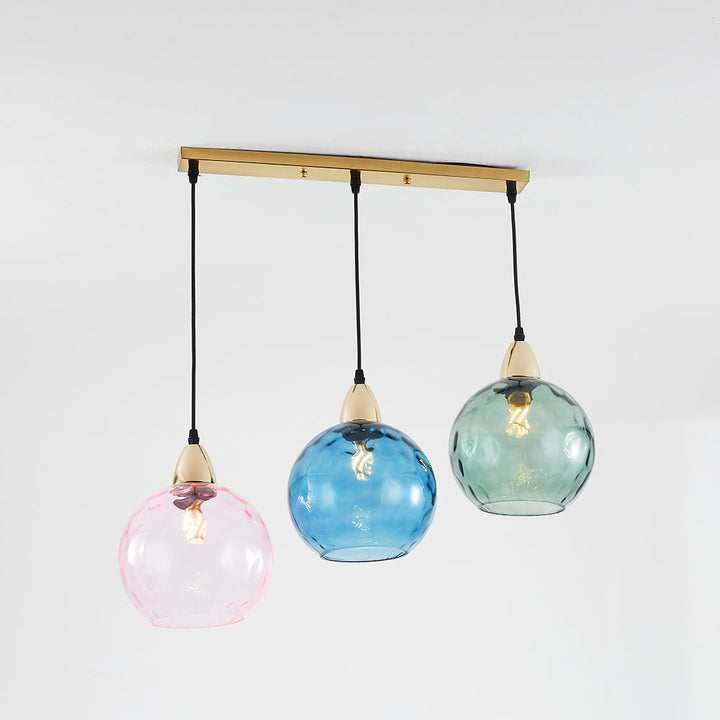 Valentina Suspension Boule Ondulation Nortique Métal/Verre Vert/Gris Salon - Neutralighting