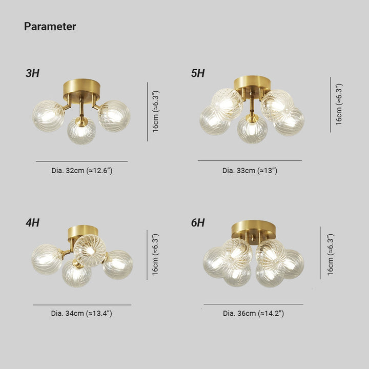 Valentina Plafonnier Boule Verre Transparent Vintage, Chambre Valentina