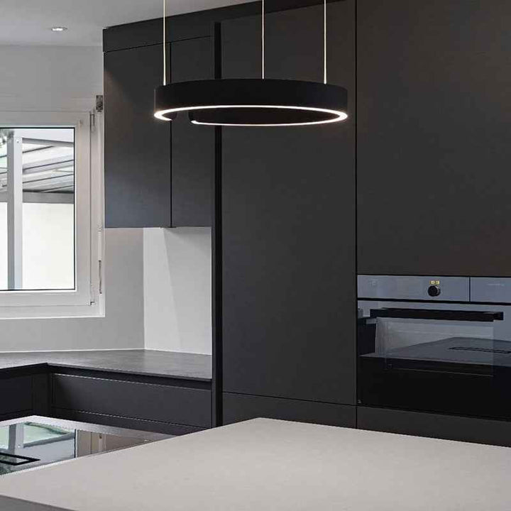 Urel Suspension Cercle Noir/Or Rose Salon/Chambre à Coucher - Neutralighting