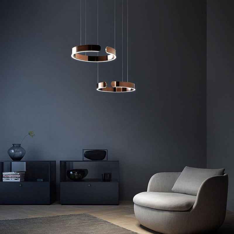 Urel Suspension Cercle Noir/Or Rose Salon/Chambre à Coucher - Neutralighting