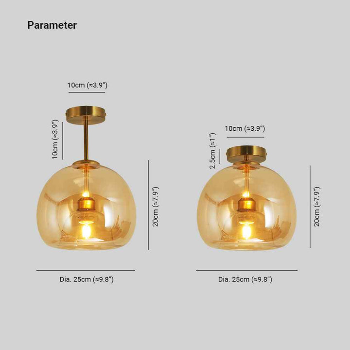 Plafonnier Rhea Verre Cuivre LED